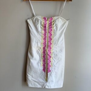Lilly Pulitzer Wesley Strapless White Zip-Front Embroidered Dress